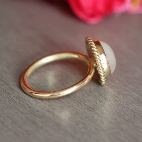 14K Gold Moonstone ring, Natural Rainbow moonstone proposal ring