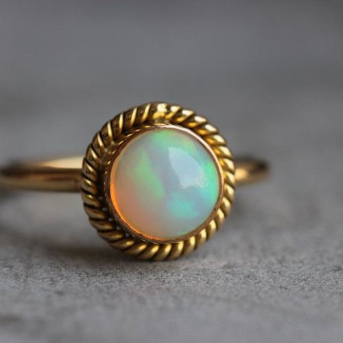 14k Gold Opal ring - Engagement wedding ring - October birthstone ring