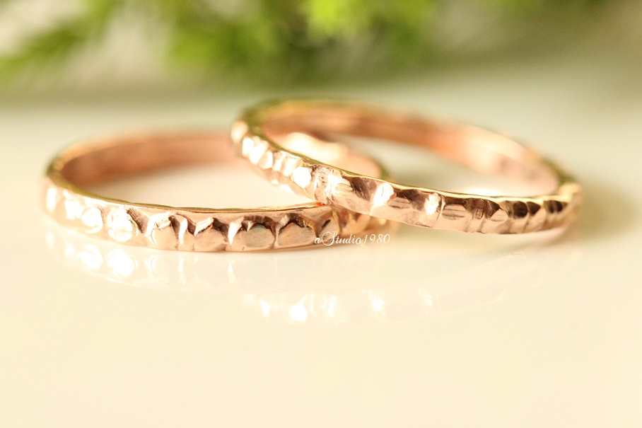 14k Rose gold ring - promise ring - Couple ring set 