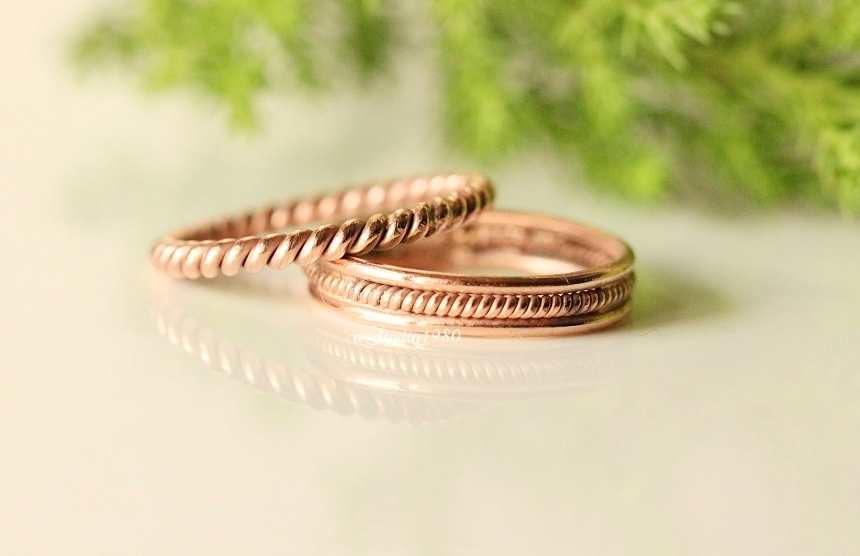  14k Rose gold ring - promise ring - Couple ring set 