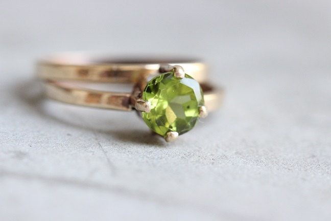 18K Gold Peridot ring, Birthday gift, Engagement ring