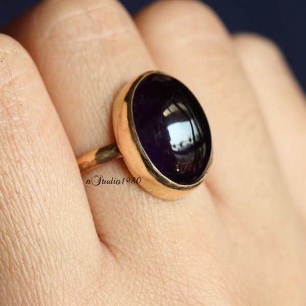 18K Gold amethyst ring,  amethyst ring, Engagement ring 