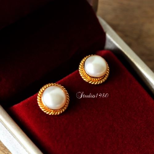18k Pearl Gold earrings - gold earrings for women - 18k Gold 