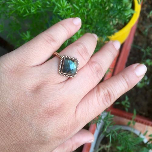 18k yellow gold labradorite ring, Handmade gift ideas for her