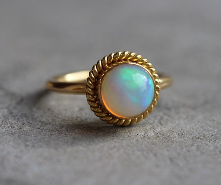 22K Gold Opal Ring Engagement