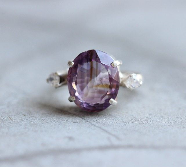 Amethyst ring white topaz ring