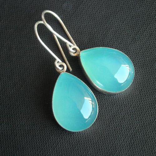Aqua blue Chalcedony Earrings,Chalcedony Earring,Chalcedony jewelry,Aqua blue Chalcedony,sterling silver