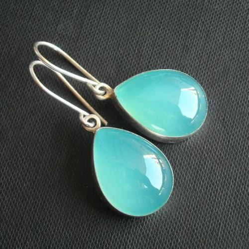 Aqua blue Chalcedony Earrings,Chalcedony Earring,Chalcedony jewelry,Aqua blue Chalcedony,sterling silver