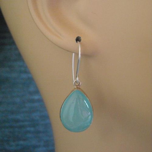 Aqua blue Chalcedony Earrings,Chalcedony Earring,Chalcedony jewelry,Aqua blue Chalcedony,sterling silver