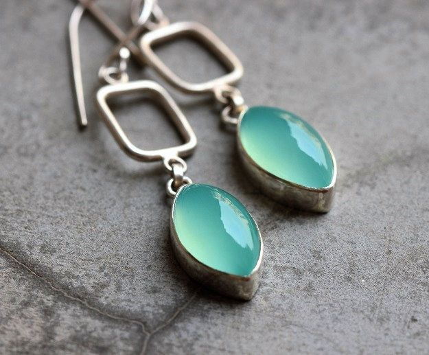 Aqua earrings Chalcedony earrings Aqua