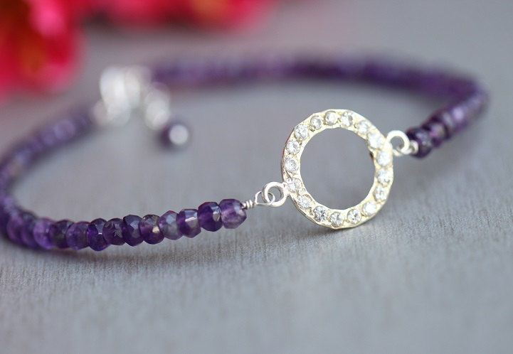 Artisan Amethyst bracelet beaded bracelet