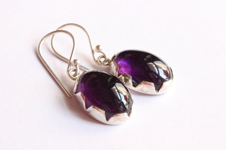 Artisan earrings - Amethyst earrings - purple gemstone silver