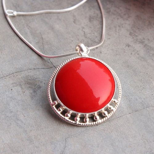 Handmade red coral sterling silver