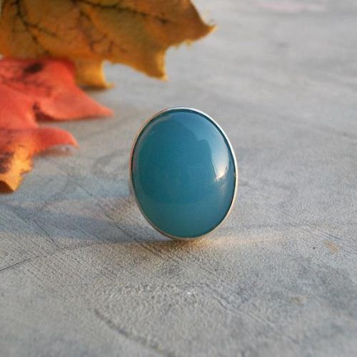 Blue chalcedony ring 925 sterling
