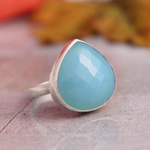 Blue chalcedony ring Gemstone ring