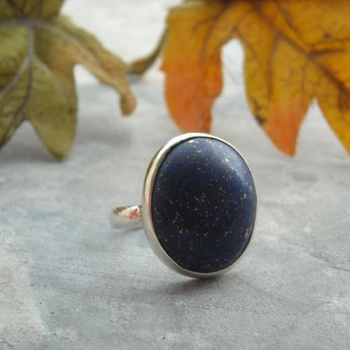 Blue lapis rings - Blue denim lapis ring in sterling silver - Jewelry