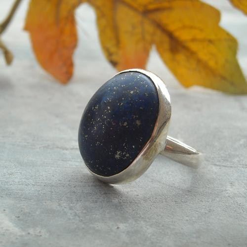 Blue lapis rings - Blue denim lapis ring in sterling silver - Jewelry