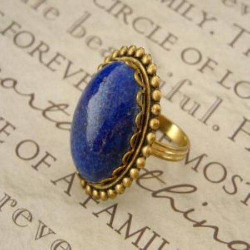 Bold vintage brass Lapis blue