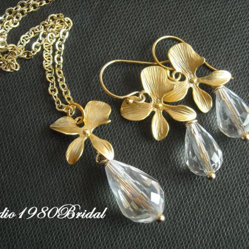 Bridal Jewelry gold crystal Jewelry