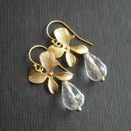 Bridal Jewelry, Bridal gold jewelry, Swarovski crystal Jewelry set, Wedding jewelry, bridesmaids gift