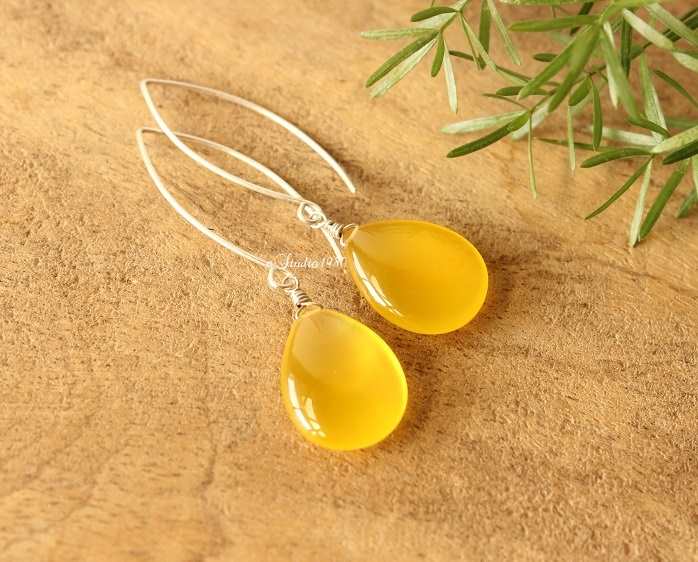 Canary yellow earrings, Bridesmaid gifts  silver gemstone jewelry
