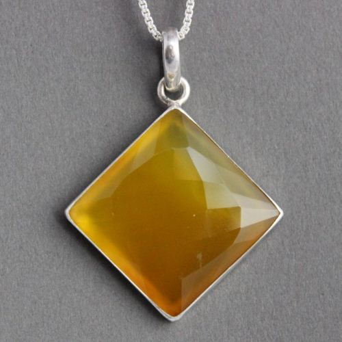Canary yellow pendant necklace - Gemstone silver yellow chalcedony