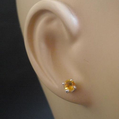 Citrine stud earrings - Sterling silver citrine earrings - 6mm studs