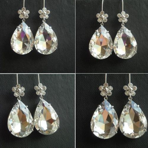 Crystal bridal earrings, Sterling silver bridal jewelry