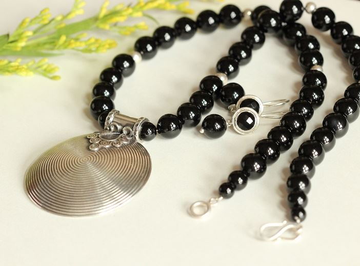 Ethnic sterling silver black onyx