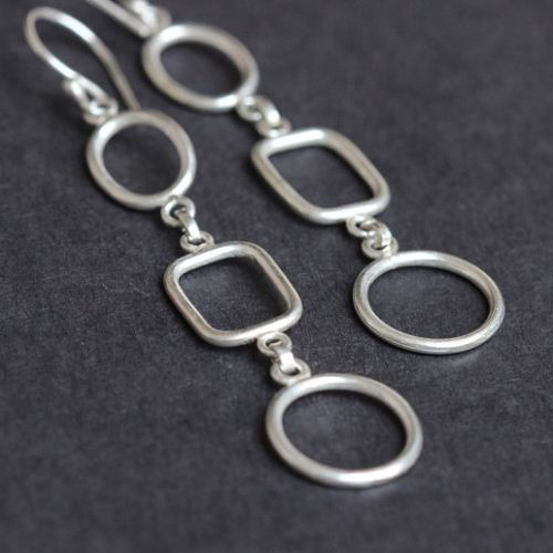 Geometric earrings, Dangler earring, Artisan silver earrings