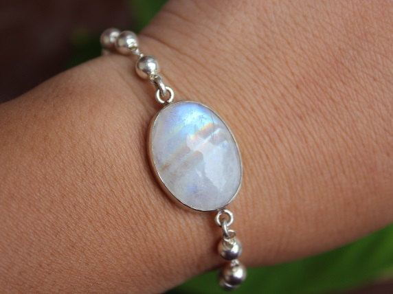 Handmade rainbow moonstone bracelet Genuine