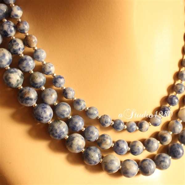 Healing sodalite layered gemstone necklace anniversary gift