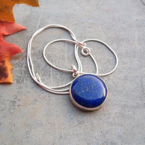 Lapis Lazuli pendant, Silver pendant necklace, Blue pendant