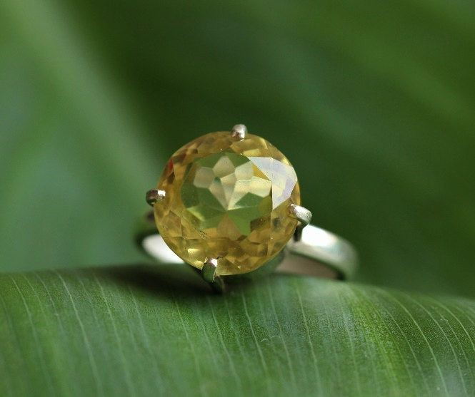 Lemon quartz ring Natural gemstone