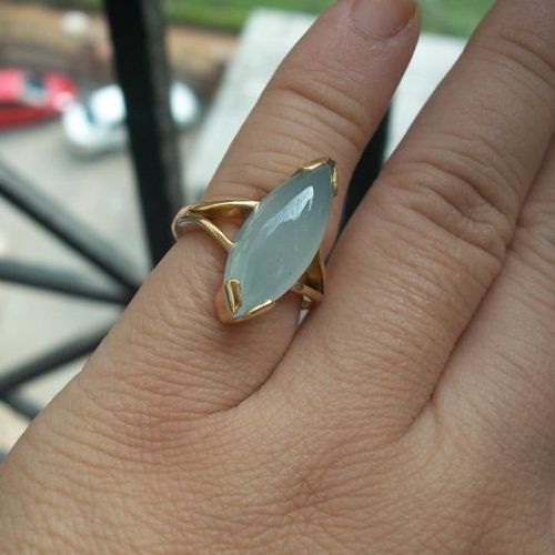 Light blue chalcedony stone ring - Marquise ring - Sterling silver 925