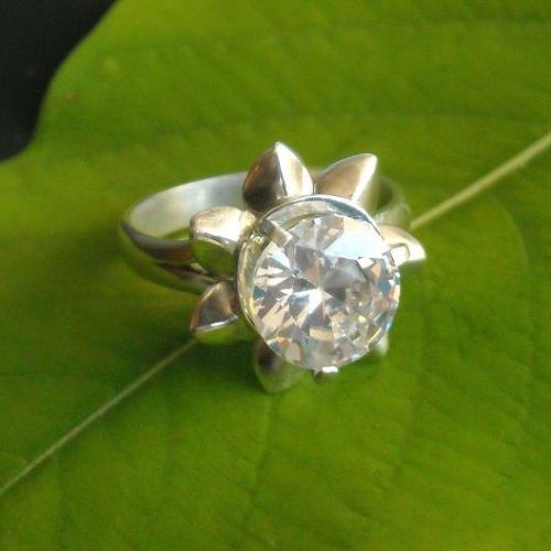 Lotus ring, Engagement ring, Handmade platinum plated promise ring