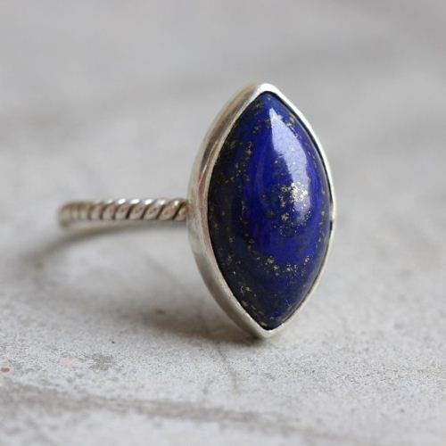 Natural Lapis lazuli Ring, Silver ring, Blue gemstone ring