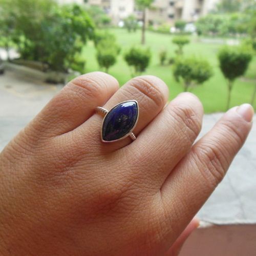 Natural Lapis lazuli Ring, Silver ring, Gemstone ring