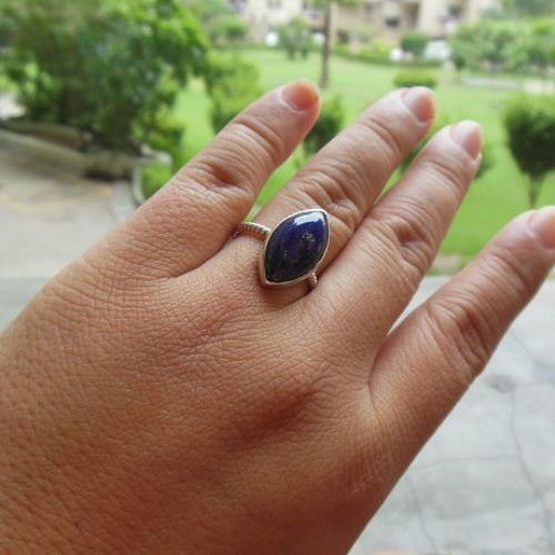 Natural Lapis lazuli Ring, Silver ring, Gemstone ring