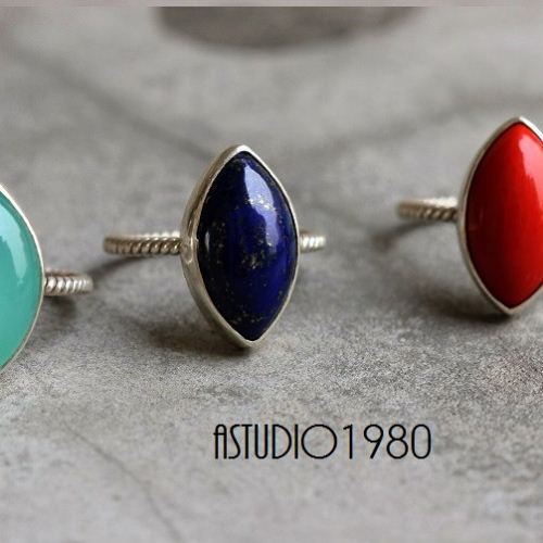 Natural Lapis lazuli Ring, Silver ring, Gemstone ring