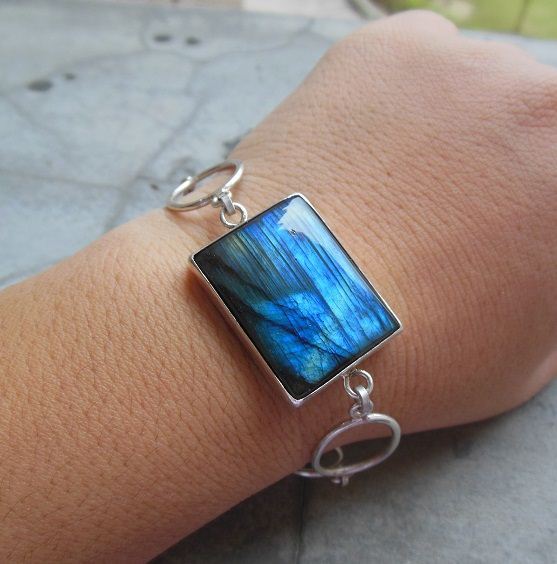 OOAK Labradorite bracelet Rectangle Sterling
