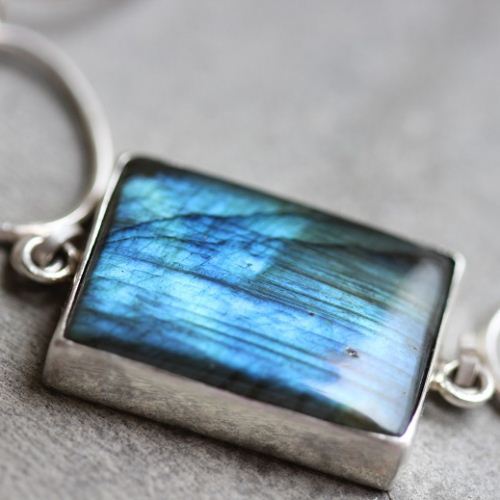 OOAK Labradorite bracelet, Rectangle sterling silver bracelet