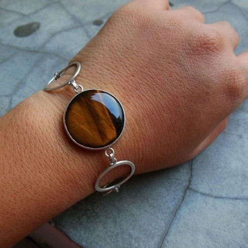 OOAK Tiger eye Bracelet, Sterling silver bracelet, Gemstone bracelet 