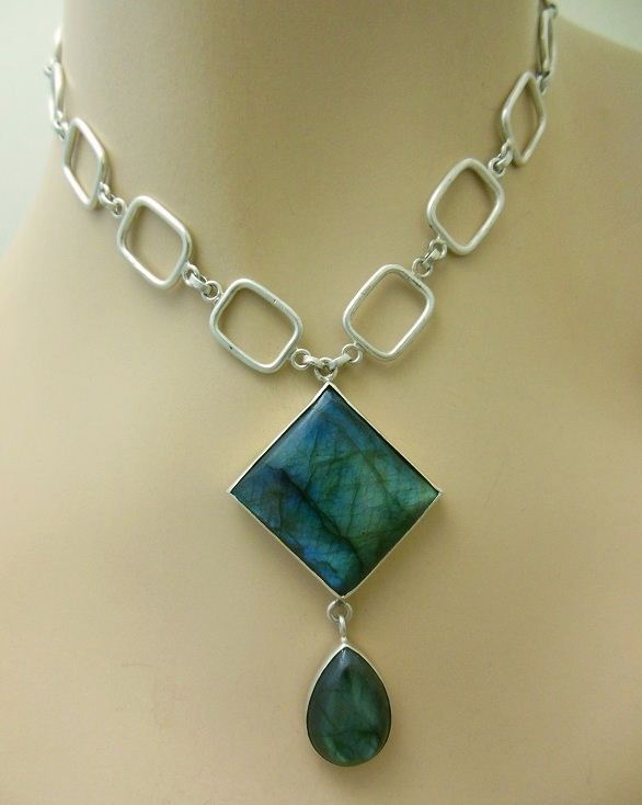 OOAK necklace, Statement necklace, Labradorite silver pendant necklace 