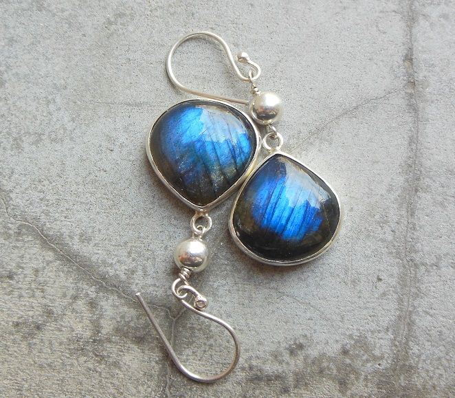 OOAk Blue Dangle earrings Labradorite