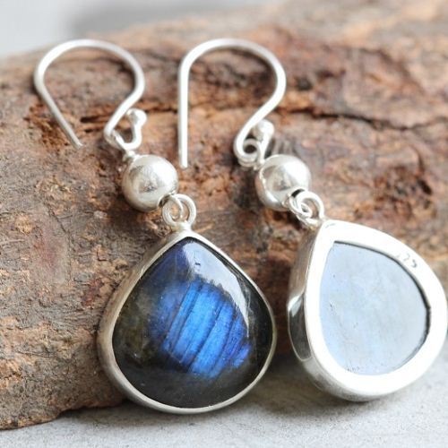OOAk Blue Dangle earrings, Labradorite sterling Silver earrings