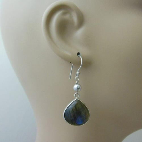 OOAk Blue Dangle earrings, Labradorite sterling Silver earrings
