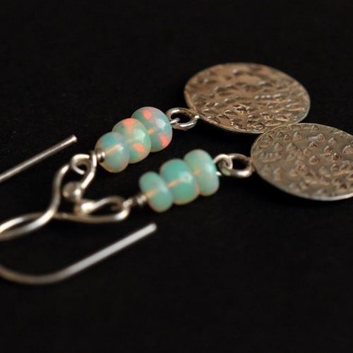 Opal earrings - Natural Opal Artisan silver earrings jewelry