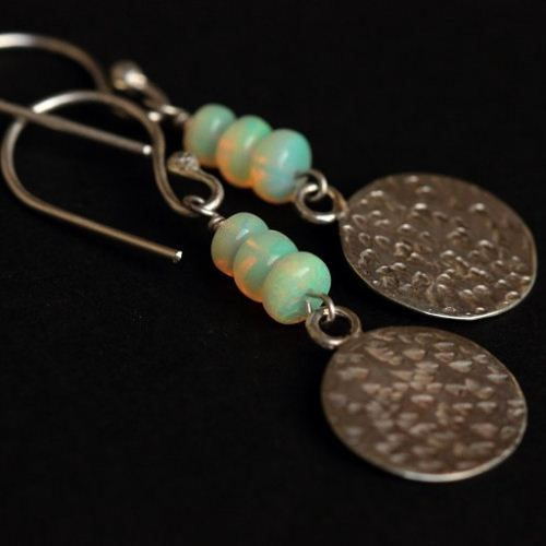 Opal earrings - Natural Opal Artisan silver earrings jewelry