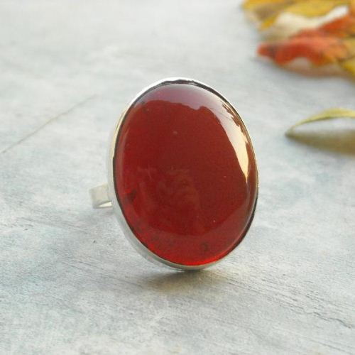 Sterling silver carnelian ring, Carnelian silver ring jewelry